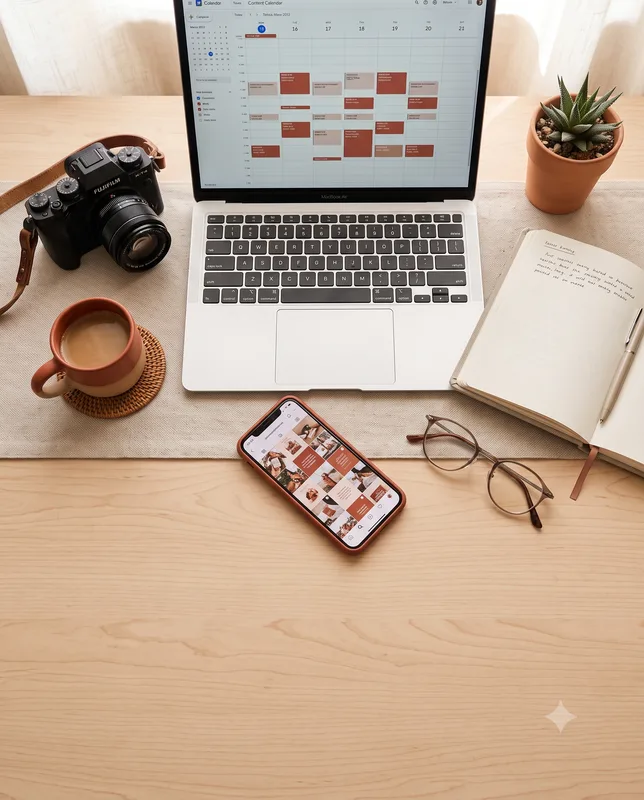 Social media strategist's desk setup